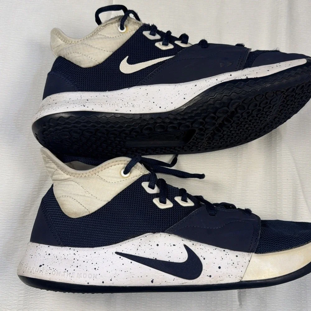 Nike‎ PG 3 Navy Blue White Speckled Basketball Sneakers AO2607-401 Mens